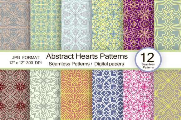 Abstract Hearts Patterns and Scrapbook Paper Design