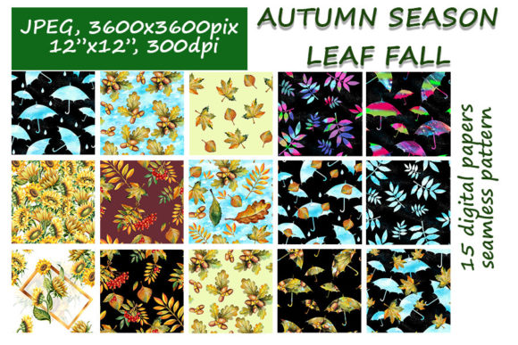 Autumn Leaf Fall Patterns Digital Papers