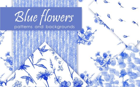 Blue Flowers Hand Drawn Patterns: Creative Ideas & Uses