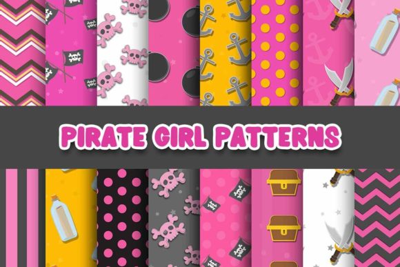 Pirate Girl Digital Papers Patterns for Every Project