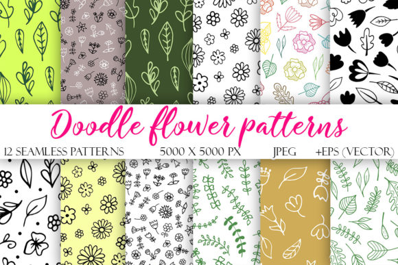 Seamless Doodle Flower Backgrounds