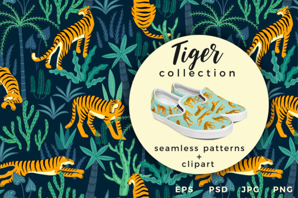 Tiger Collection Patterns Clipart: A Practical Resource for Designers, Marketers, and Content Creators