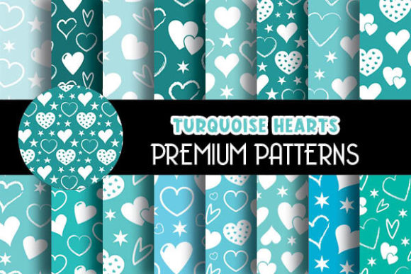 Turquoise Hearts Digital Papers: A Creative Toolkit